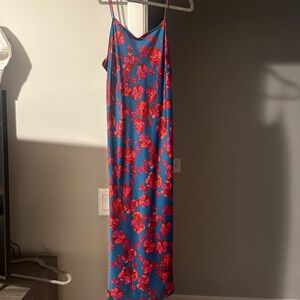 Floral Slip Dress in Blue and Red